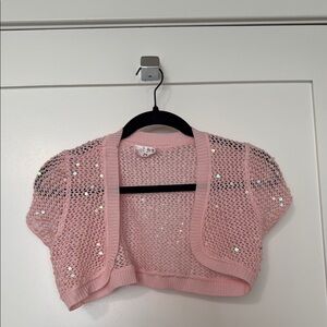 Pink Sequin Mesh Bolero Shrug